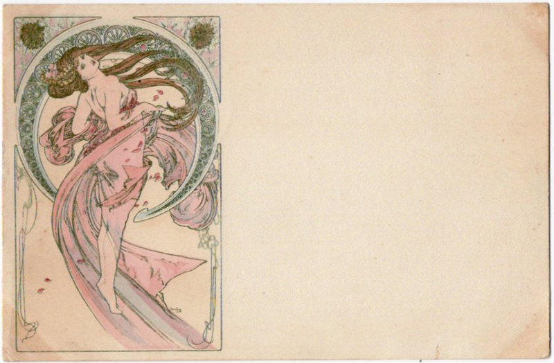 「四芸術　ダンス」　絵はがき　アルフォンス・ミュシャ　1900年
